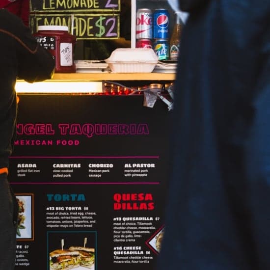 Angel Taqueria food cart menu design