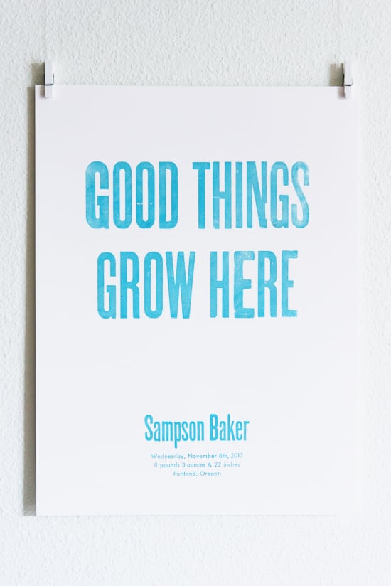 good things grow here: sampson baker custom typset and letterpressed poster