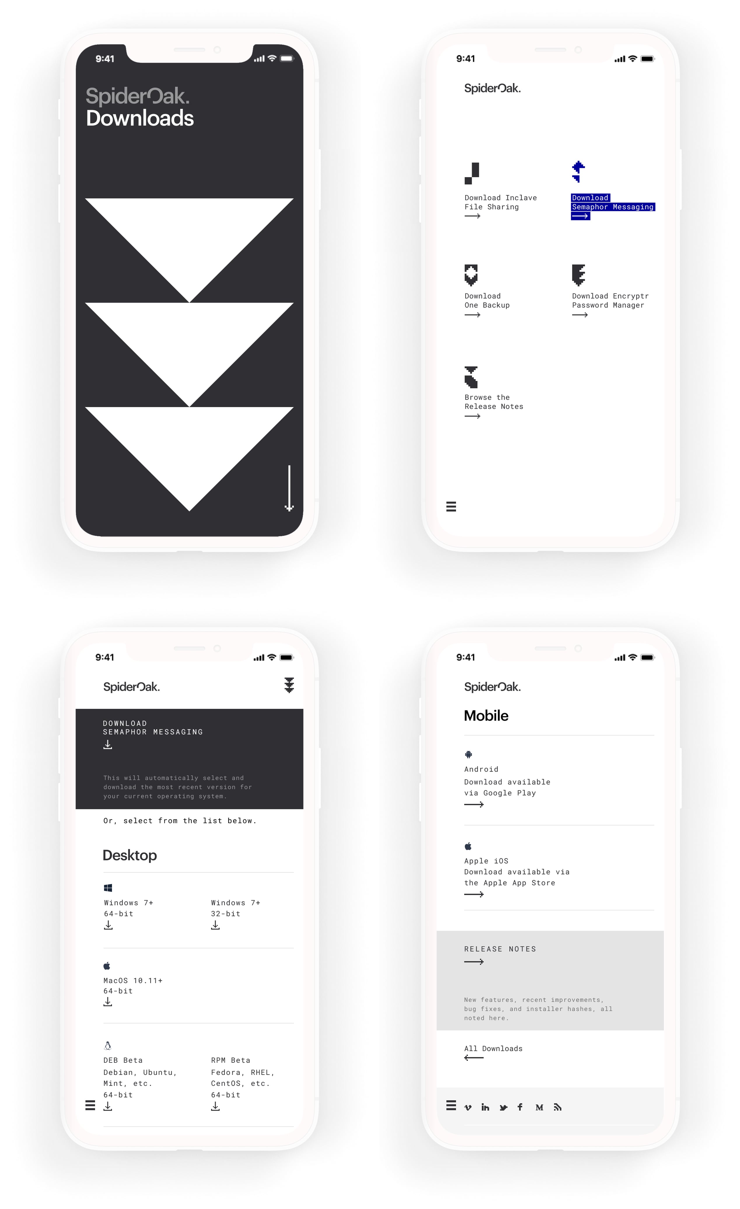 SpiderOak Downloads web design mobile 